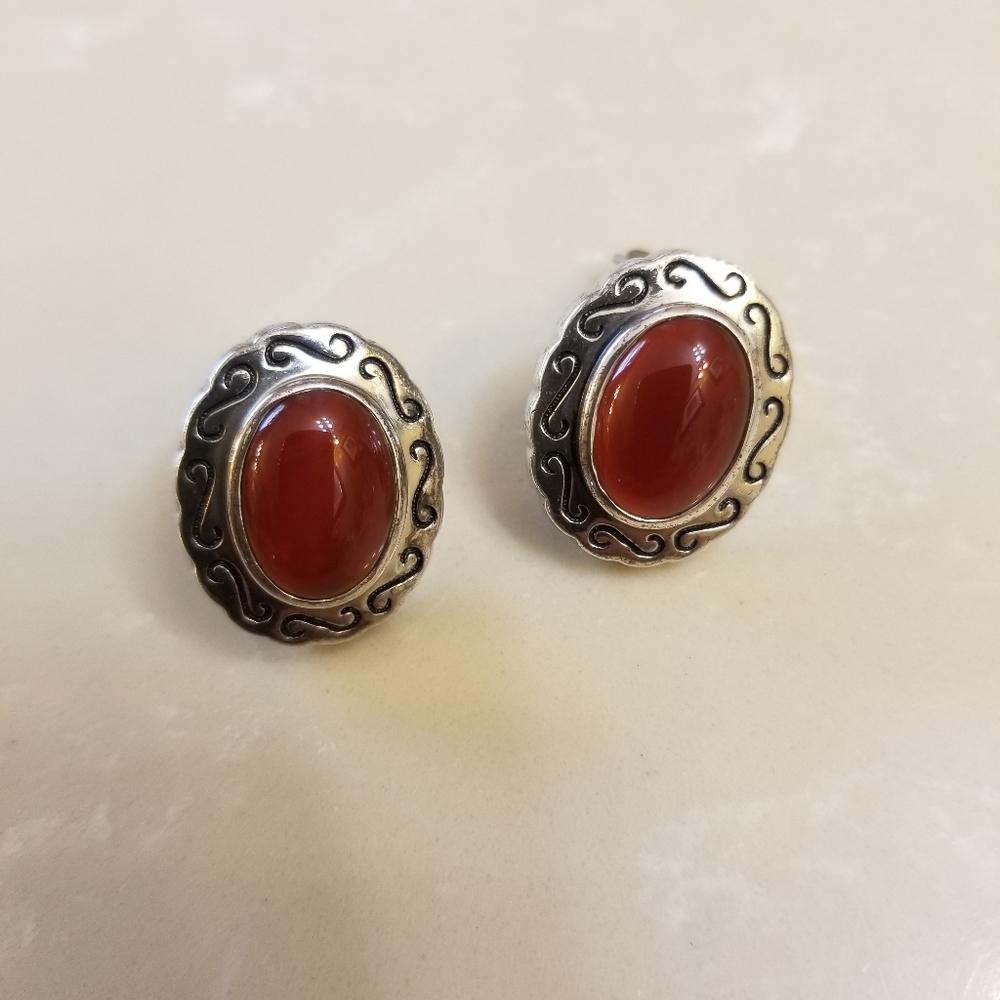 Sterling silver carnelian earrings